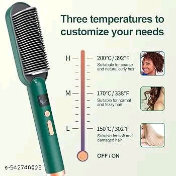 "3-in-1 Hair Styling Comb – Straighten, Curl & Smooth with Ease!"