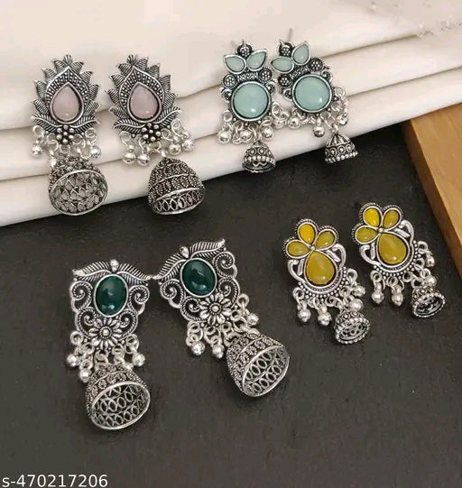 'COMBO OFFER' 4 pair of Oxidised jhumka